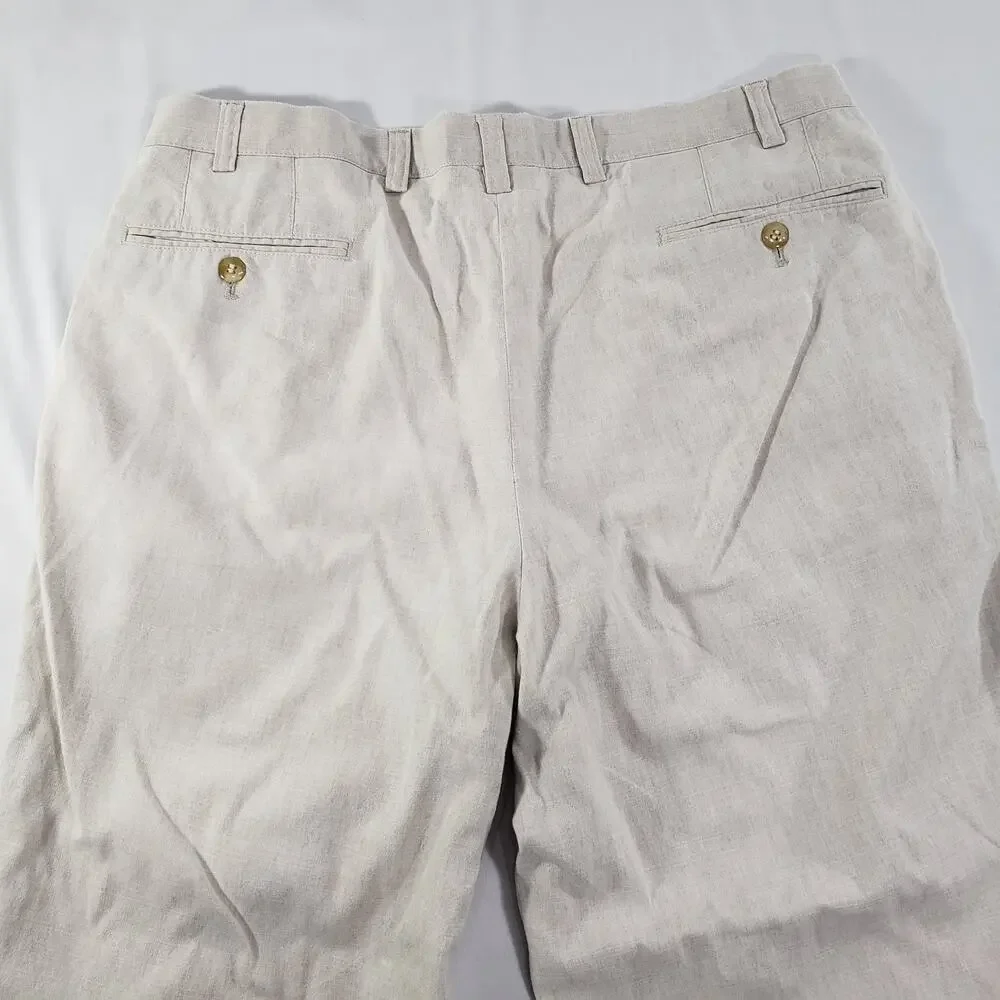 Hiltl Beige Flax Cotton Luxury Comfort Ultimate Trouser Pants Size 35/38